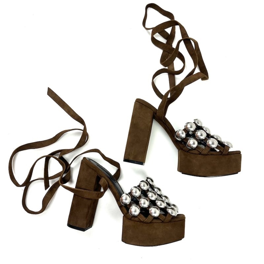 Preowned Alexander Wang Suede Espadrilles Brown Sandals